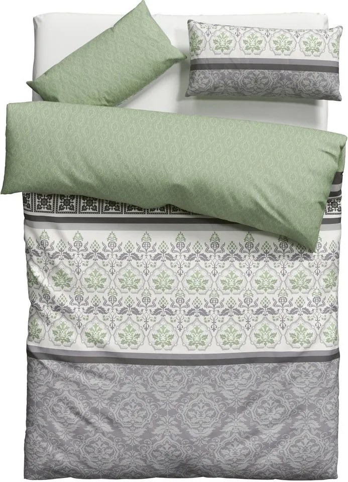 OTTO home Bettwäsche Cremona in Gr. 135x200, 155x220 cm u.a. Bettwäsche-Set mit Ornamenten, Linon, 2 teilig, romantische Bettwäsche in verschiedenen Qualitäten, ab Gr. 135x200 cm, Grün, – Produktbild 6 von 7