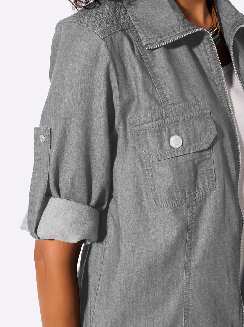 Witt Blusenjacke light grey-denim, Light grey-denim, – Produktbild 2 von 2