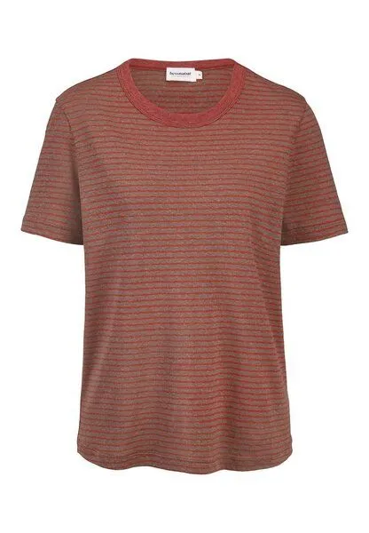 hessnatur hessnatur Streifen T-Shirt Relaxed aus Leinen mit reiner Bio-Baumwolle, Mocca, – Produktbild 3 von 4