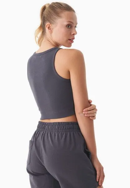 ORGANICATION ORGANICATION SONNIA | Cropped Rib Top aus Bio-Baumwolle, Shadow, – Produktbild 4 von 4