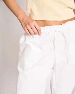 JAN N JUNE JAN 'N JUNE Damen vegan Hose Drawstring Wide Kiva Weiß – Produktbild 1 von 1