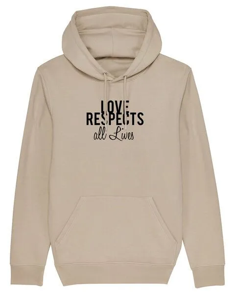 Human Family Human Family Bio Unisex Hoodie "Love - Respects", Sand, – Produktbild 1 von 2