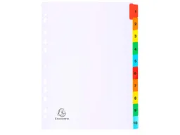 Exacompta 20 Exacompta Register, 10 Taben farbig numerisch, 160 g/m², DIN A4, weiß – Produktbild 1 von 1