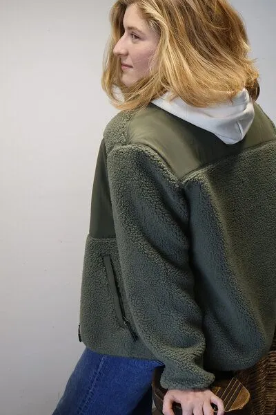Kultgut Kultgut ProEarth- New Recycling Generation - Kuschelige Sherpa Fleecejacke / With Love, Grün, – Produktbild 3 von 8