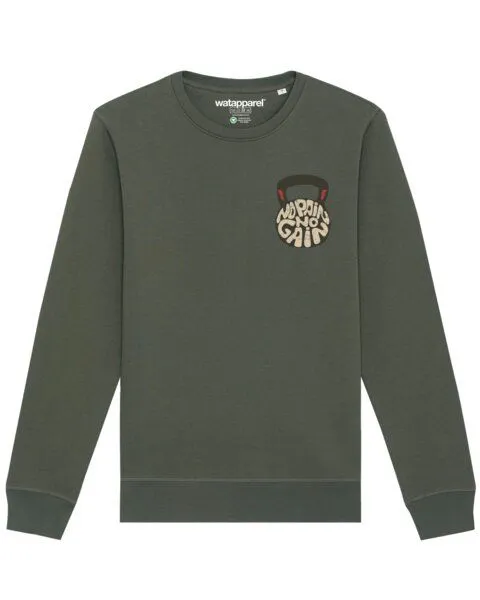 watapparel watapparel Sweatshirt Unisex No Pain, no Gain 01, Khaki, – Produktbild 1 von 3