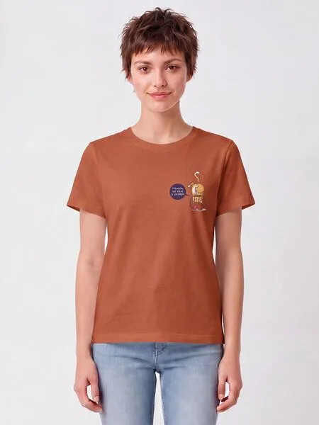 watapparel watapparel T-Shirt Frauen Funny Cat, Heritage brown, – Produktbild 2 von 2