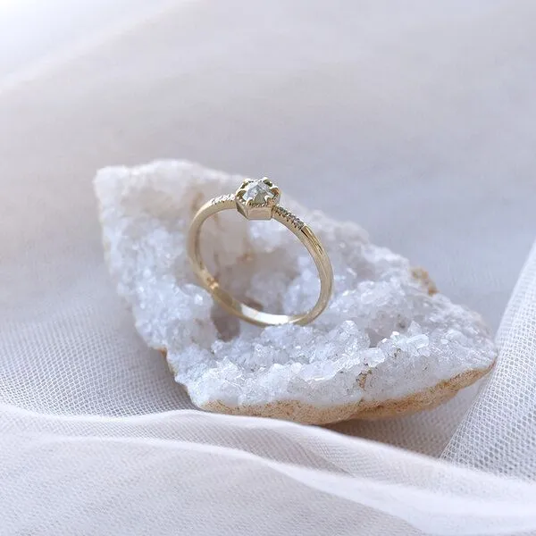 Eppi Eppi Goldring mit gelben Salt'n'Pepper Diamant Granella, Rosa, – Produktbild 4 von 4