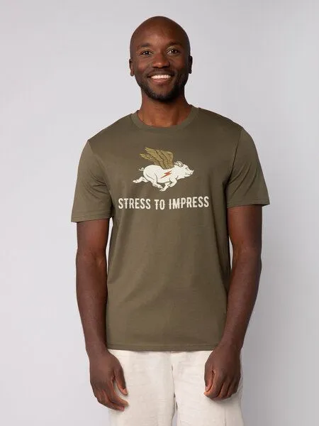 watapparel watapparel T-Shirt Unisex Stress to impress, Khaki, – Produktbild 1 von 3
