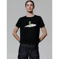 watapparel watapparel T-Shirt Frauen Alien on a paper plane – Produktbild 1 von 1