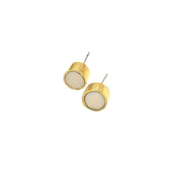 Swahili Coast Swahili Coast Messing Ohrstecker - BONE & HORN DOTS - Recycling Messingschmuck, Bone (weiß), – Produktbild 1 von 3