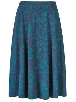 Himalaya Clothing Jerseyrock Damen ausgestellter casual Midirock aus GOTS Bio-Baumwolle Jacquard Schmeichelhafter Fall mit leichtem Stretch und bequemem Gummizug – Produktbild 1 von 1