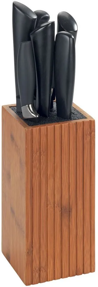 Wenko Wenko Messerblock Modell Mera, Messerhalter für die Küche mit Borsteneinsatz, Bambus, Landhaus-Stil, Braun, – Produktbild 4 von 5