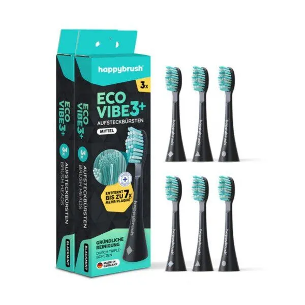 happybrush happybrush Aufsteckbürsten Eco Vibe 3+ 3er Set, Black, – Produktbild 1 von 4