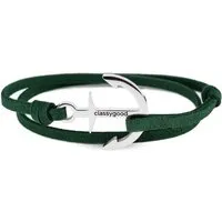 Classygood. Classygood. Anker Armband Edelstahl - Silber - Alcantara-Leder Band, Grün, – Produktbild 1 von 1