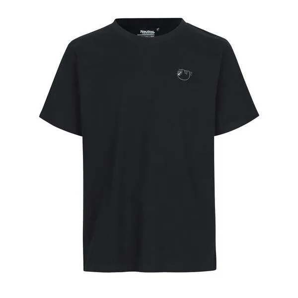 HANDGEDRUCKT HANDGEDRUCKT "Baumelmeister" Unisex T-Shirt aus reiner Baumwolle (kbA), Black, – Produktbild 2 von 3