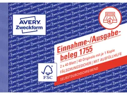 Avery Zweckform Avery Zweckform Formularbuch '1755' Einnahme-/Ausgabebeleg ECF, DIN A6 – Produktbild 1 von 1