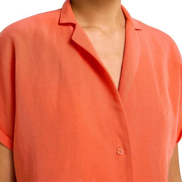 LANIUS LANIUS Kurzarmbluse aus Tencel und Leinen, Coral (orange), – Produktbild 3 von 4