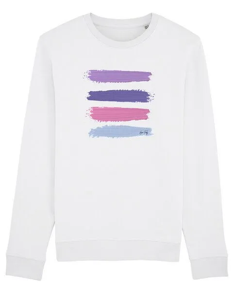 Human Family Human Family Bio Unisex Rundhals-Sweatshirt - "Araise - Acryl Stripes", Weiss, – Produktbild 1 von 4