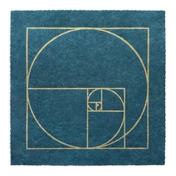 Veskor Cassiopeia Veskor Cassiopeia FIBONACCI SEQUENZ Heilige Geometrie Linoldruck | 22 × 22 cm | Gold auf Petrol-Blau – Produktbild 1 von 1