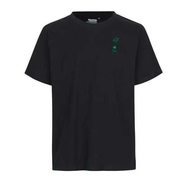 HANDGEDRUCKT HANDGEDRUCKT "Kosmokind" Unisex T-Shirt aus reiner Baumwolle (kbA), Black, – Produktbild 2 von 3