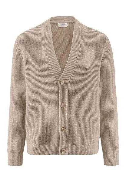 hessnatur hessnatur Double-Knit Cardigan Regular aus Bio-Baumwolle und Bio-Merinowolle mit recycelter Wolle, Perlmutt, – Produktbild 3 von 4