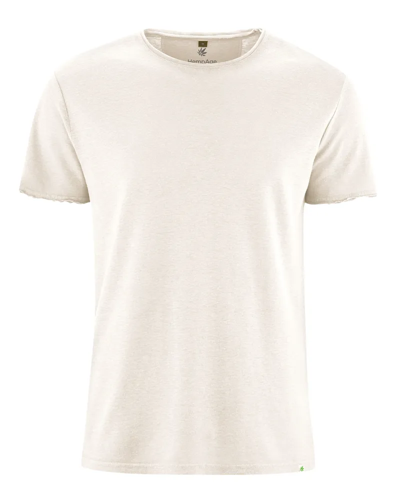 HempAge Hempage Herren vegan T-Shirt Timeless Basic In Cremefarben, Weiß, – Produktbild 1 von 2