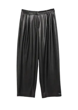 comma comma Verkürzte Bundfaltenhose in Fake Leather – Produktbild 1 von 1