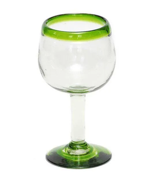 GLOBO Fair Trade GLOBO Fair Trade Weinglas aus Recyclingglas, mundgeblasen, Grüner rand, – Produktbild 2 von 2