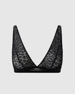 Understatement Understatement Damen vegan Bralette Aus Netzstoff Tief Ausgeschnitten Schwarz Mit Leopardenmuster – Produktbild 1 von 1