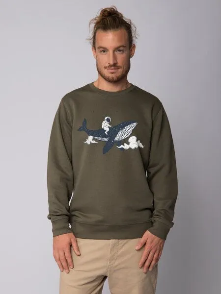 watapparel watapparel Sweatshirt Unisex Spacewhale, Khaki, – Produktbild 2 von 3