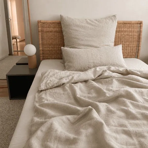 nordery nordery Bettwäsche-Set | 100% europäisches Leinen | Stonewashed, Beige, – Produktbild 1 von 4