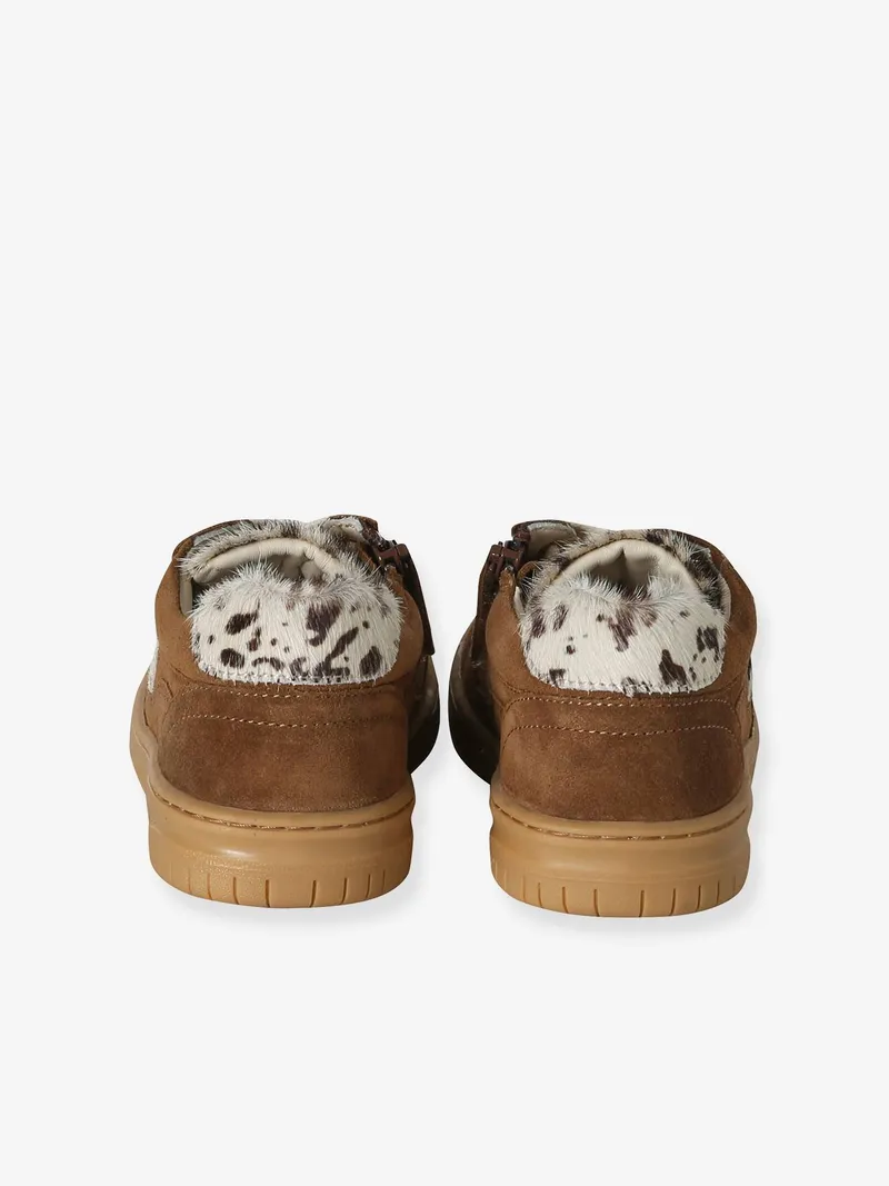 Vertbaudet Vertbaudet Leder-Sneakers mit Schnürung Mädchen, Braun kuhprint, – Produktbild 4 von 4