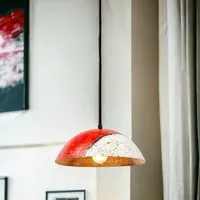 Moogoo Creative Africa Moogoo Creative Africa Deckenlampe Hängeleuchte aus recycelten Ölfässern 38-42cm Durchmesser Industrial Design Upcycling, Rot&weiss, – Produktbild 1 von 1