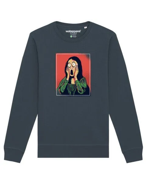 watapparel watapparel Sweatshirt Unisex Mona Lisa Scream, India ink grey, – Produktbild 1 von 3