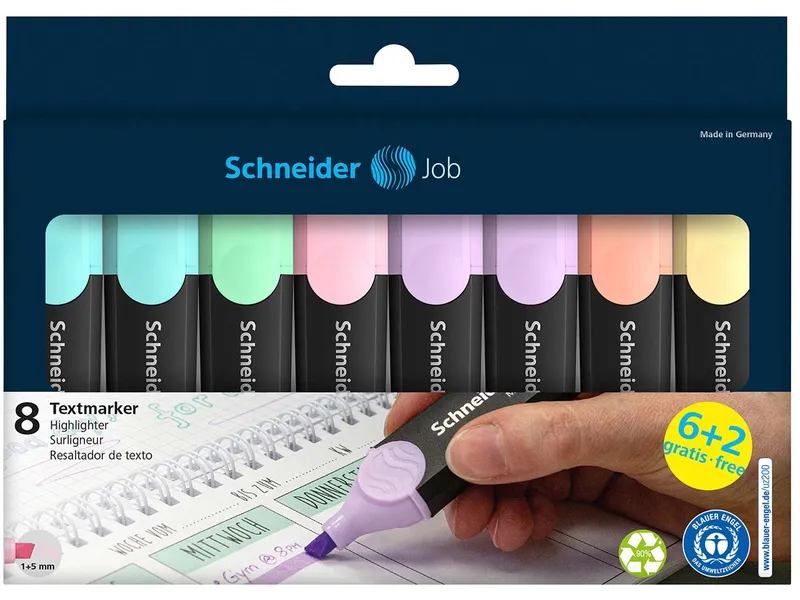 Schneider Schneider Textmarker "Job", pastell, 8 Stk. – Produktbild 1 von 1