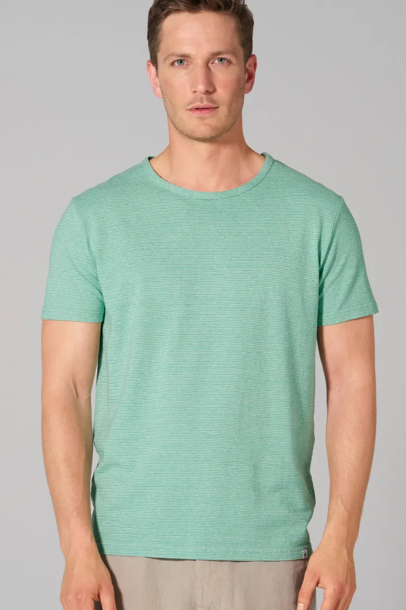 HempAge Hempage Herren vegan Hemd Gestreift Miami Grün Naturfarben, Grün, – Produktbild 2 von 2