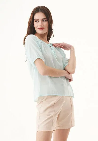 ORGANICATION ORGANICATION Bluse aus Bio-Baumwoll-Voile, Blau(pale blue), – Produktbild 4 von 4