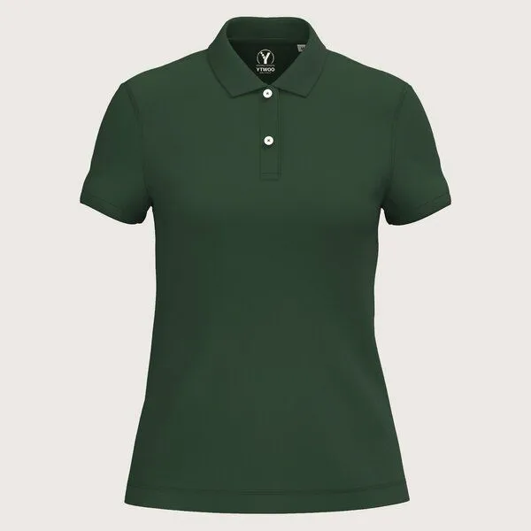 YTWOO YTWOO Damen Piqué-Poloshirt Midweight, Forest green, – Produktbild 1 von 2