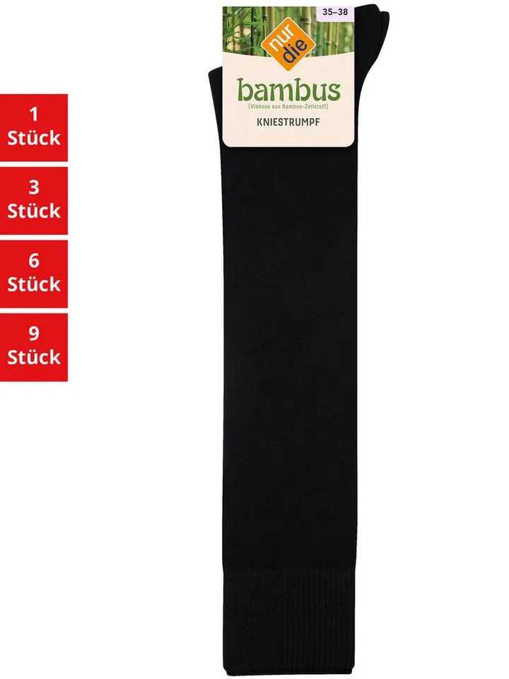 Nur Die Kniestrümpfe Bambus Damen (1er/3er/6er/9er Pack, 3-Paar) Knie-strümpfe thermo-socken overknee, Schwarz, – Produktbild 1 von 4