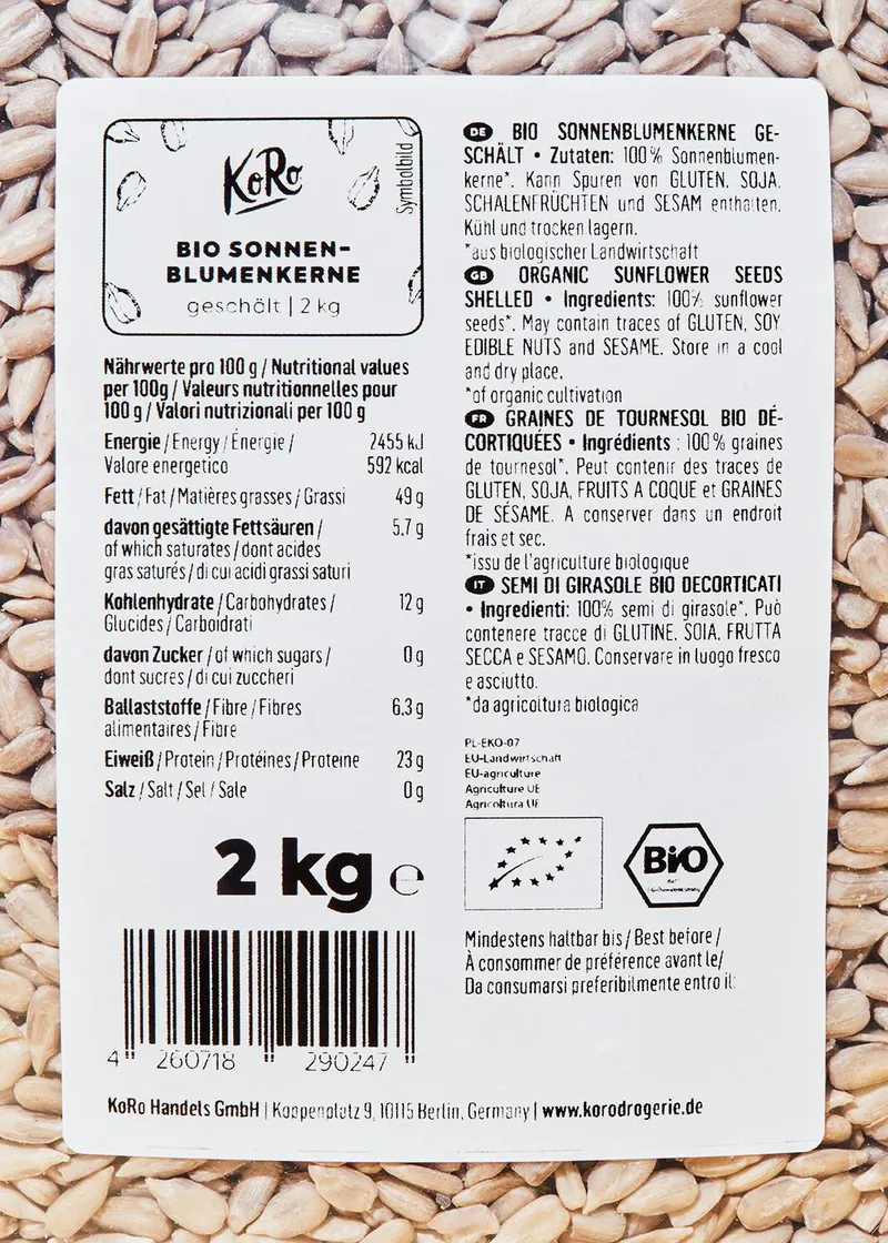 KoRo Bio Sonnenblumenkerne | 2 kg – Produktbild 4 von 5