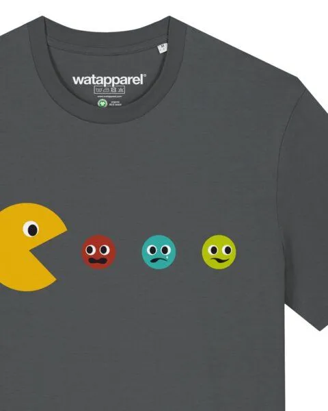 watapparel watapparel T-Shirt Unisex Pacmännchen, Anthracite, – Produktbild 3 von 3