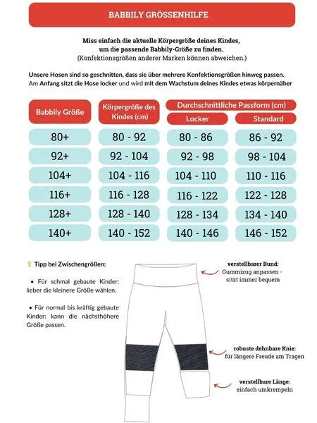 Babbily Babbily Verstellbare Thermohose aus Bio-Baumwolle mit verstärkten Knien - mitwachsend, Blau, – Produktbild 4 von 4