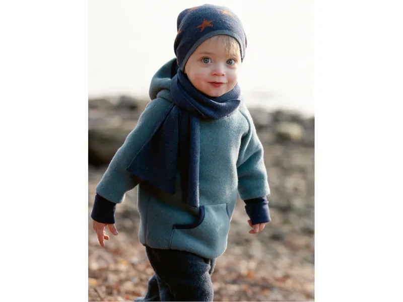 Pure pure by Bauer PURE PURE by Bauer Kinder Pullover mit Kapuze Hoodie Bio-Merinowolle Fleece storm blue Gr. 98/104, Blau, – Produktbild 2 von 2