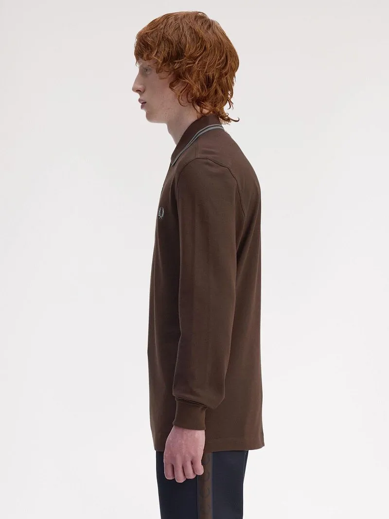 Fred Perry Fred Perry Langarm-Poloshirt Braun 49A - Größe XL, Braun, – Produktbild 3 von 5