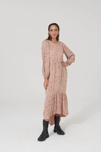 Lovjoi Lovjoi Kleid AUDREYANA aus CUPRO Bemberg & VISKOSE Ecovero, Rosewood spots (mehrfarbig), – Produktbild 3 von 4