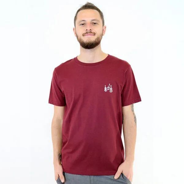 Spangeltangel Spangeltangel T-Shirt "Musikinstrumente " in burgundrot, bedruckt, aus Bio-Baumwolle, Unisex, Dunkelrot, – Produktbild 2 von 4