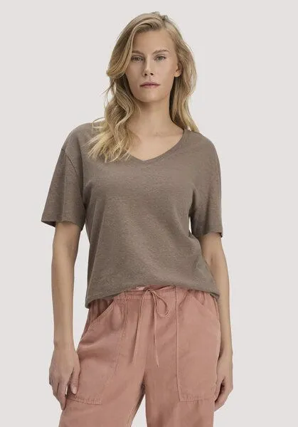 hessnatur hessnatur T-Shirt Oversize aus Leinen und Bio-Baumwolle, Mocca, – Produktbild 1 von 4