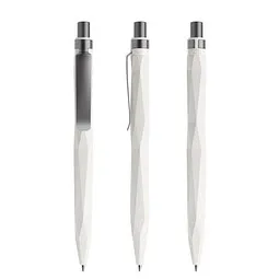 prodir prodir® Druckkugelschreiber QS20 PMS Push, blaue Mine, weiß/graphit satiniert, Weiß / dunkelgrau, – Produktbild 1 von 1