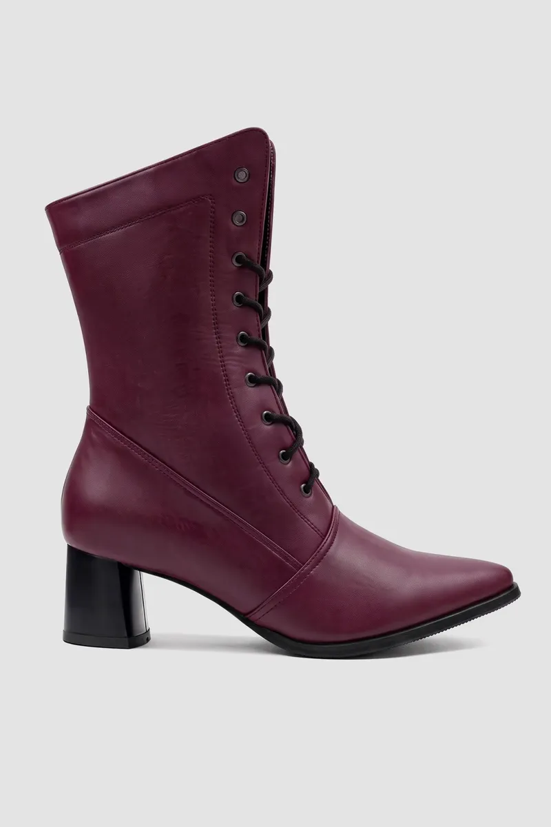 BOHEMA BOHEMA Damen vegan Hohe Stiefel In Burgunderrot, Rot, – Produktbild 2 von 2