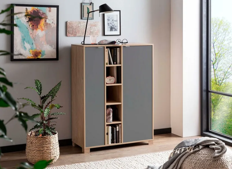 Schildmeyer Midischrank Anouk Solide Verarbeitung - Dieses Produkt ist in Deutschland gefertigt, Grau, – Produktbild 1 von 5